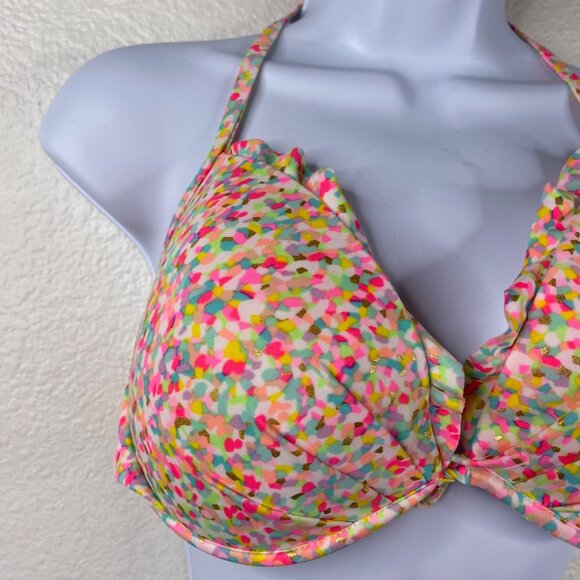 Victoria's Secret Beach Sexy Underwire Fabulous Ruffle Halter Bikini Top 34 DD - Picture 3 of 9